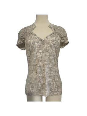 St. John Geometric Print Short Sleeve Blouse